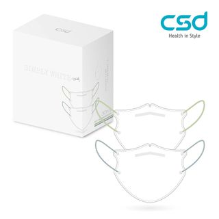【CSD】中衛醫療口罩-成人立體-3D Simply White SS24 彩色耳帶編織款-若芽綠、露草藍(30片/盒)