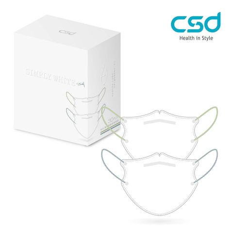 3/11 12:00正式開賣【CSD】中衛醫療口罩-成人立體-3D Simply White SS24 彩色耳帶編織款-若芽綠、露草藍(30片/盒)