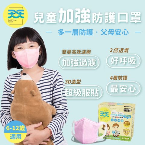 【天天】兒童立體防菌醫用口罩-加強款.粉色 (40入/盒)