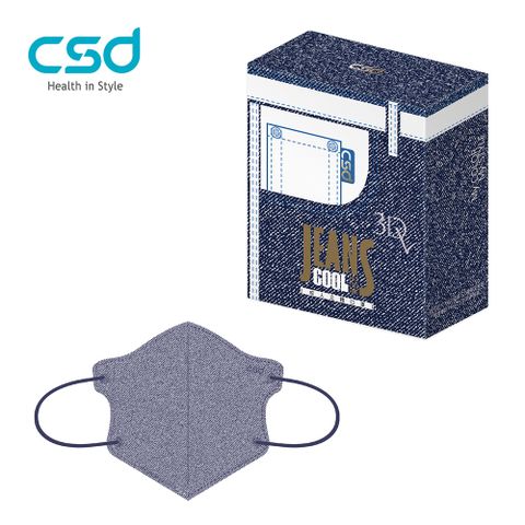 【CSD】中衛醫療口罩 成人立體3Dv 牛仔COOL(30片/盒)