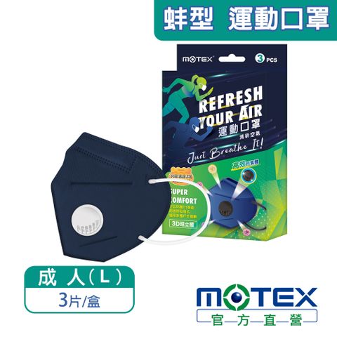 滿額登記抽輝葉按摩椅【MOTEX 摩戴舒】蚌型運動口罩(1片/包，3包/盒) 內附固定片