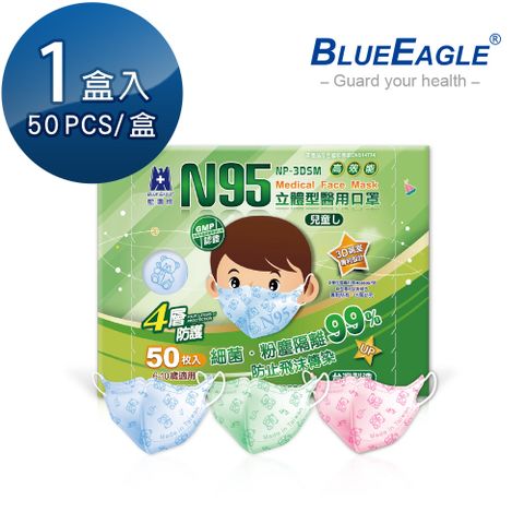 【藍鷹牌】N95立體型6-10歲兒童醫用口罩 50片x1盒