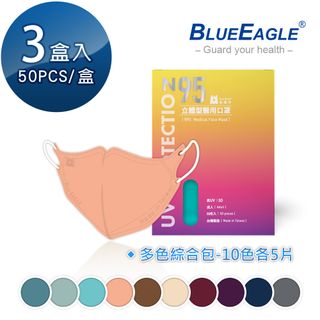 【藍鷹牌】N95立體型成人醫用口罩（綜合包）50片x3盒