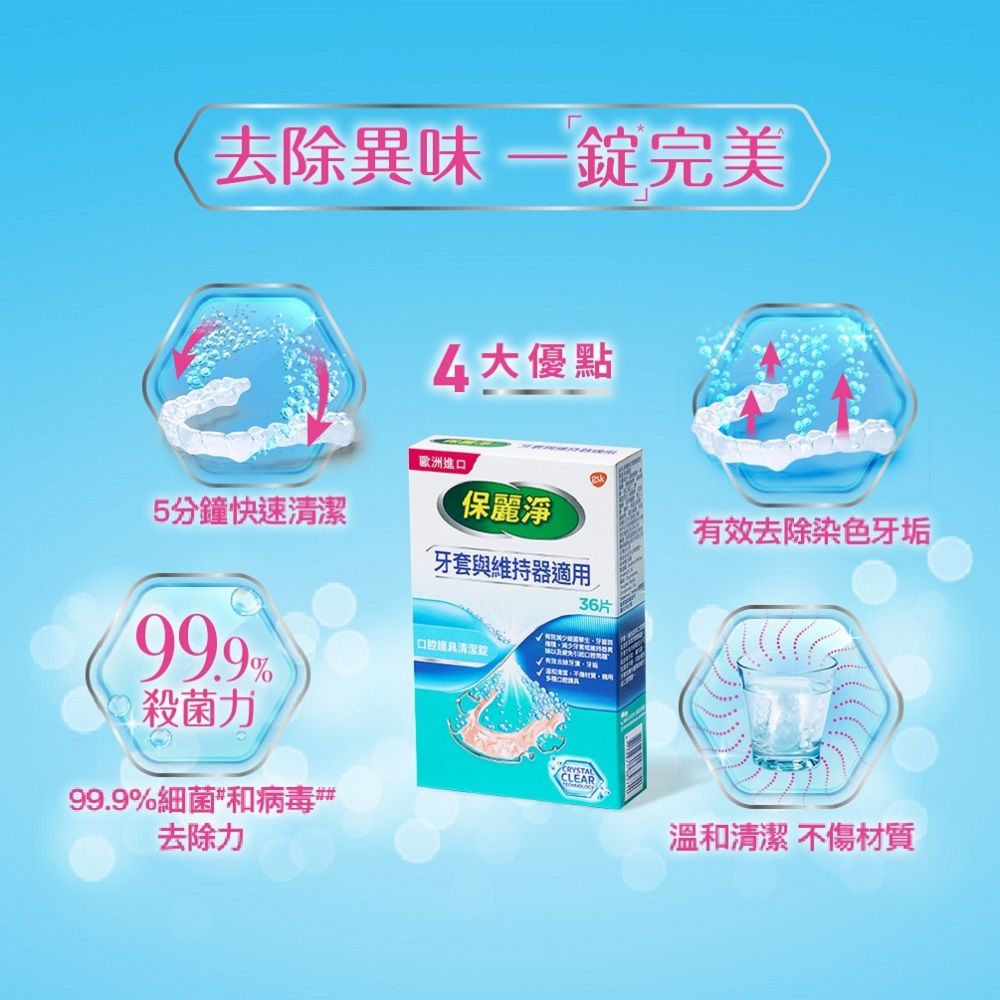 保麗淨口腔護具清潔錠36片- PChome 24h購物