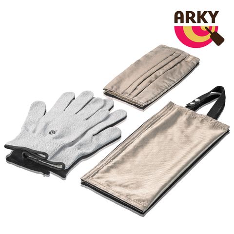 ARKY 銀纖維抑 菌科技防疫三件組-觸控手套+口罩套+萬用收納袋