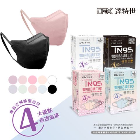▼滿$599送3%P幣【DRX達特世】TN95醫用3D口罩-20入 /盒(顏色/尺寸任選)