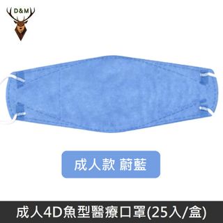 【台灣淨新】4D魚型 韓版KF94 醫療口罩 醫療用口罩 台灣製 25入 - 蔚藍