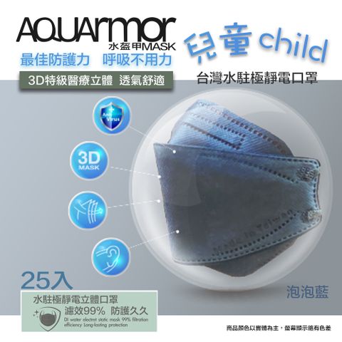 【固材醫療立體口罩】(未滅菌)25入/盒(兒童款-泡泡藍)