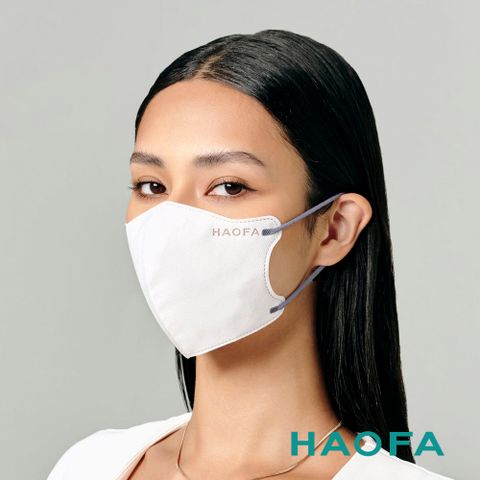 HAOFA氣密型99%防護立體醫療口罩-純白色灰耳版(30入)