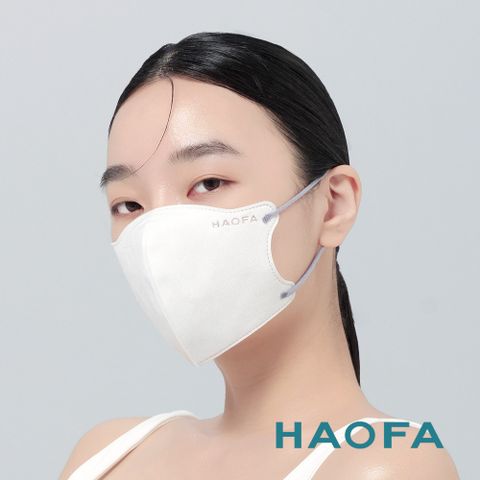 HAOFA氣密型99%防護立體醫療口罩-純白色灰耳版(30入)
