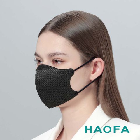HAOFA氣密型99%防護立體醫療口罩活性碳款-霧黑碳(30入)