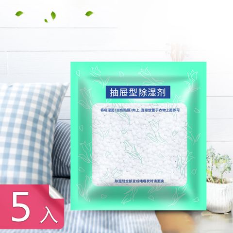 【荷生活】抽屜型簡易防潮除濕包 拋棄式衣櫃櫥櫃防霉吸濕袋-5入