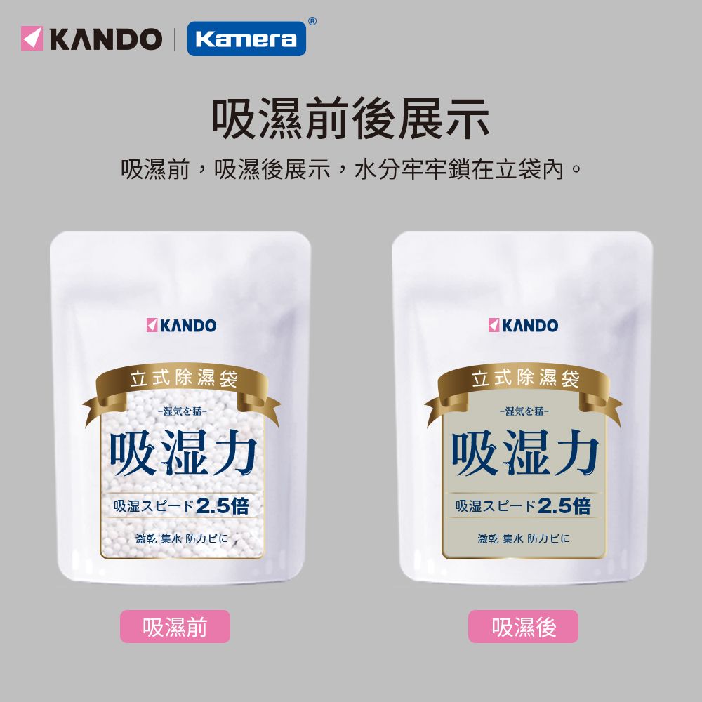 Kamera 佳美能 Kando 立式 吸水 除濕 防潮 防霉 吸濕乾燥劑 除溼袋 集水袋 顆粒裝-200g(5入) 透氣紙四層 防水防油防漏