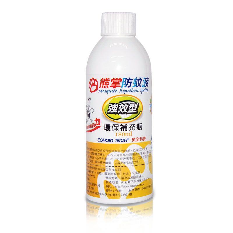 ECHAIN TECH  熊掌12hr.強效型防蚊液補充包180ml (PMD配方)