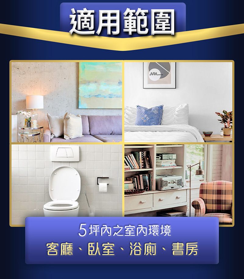 適用範圍5坪內之室內環境客廳、臥室、浴廁、書房