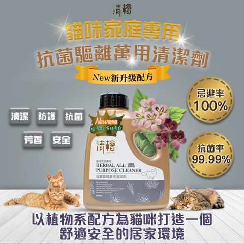 【清檜Hinoki Life】抗菌驅離萬用清潔劑 (貓咪家庭專用)600ml