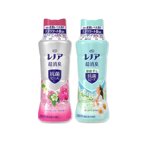 (2瓶 超值組)日本P&amp;G Lenor-超消臭衣物除臭芳香顆粒香香豆490ml/瓶(芳香豆,香氛豆,留香珠)－水藍*1+紅色*1