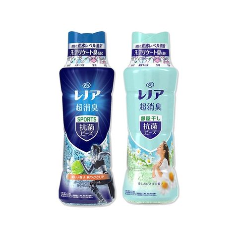 (2瓶 超值組)日本P&amp;G Lenor-超消臭衣物除臭芳香顆粒香香豆490ml/瓶(芳香豆,香氛豆,留香珠)－藍色*1+水藍*1