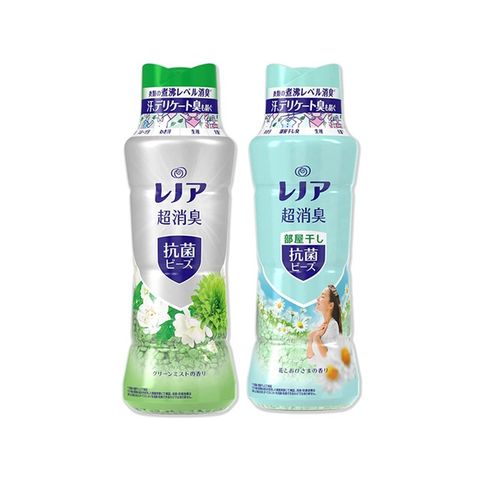 (2瓶 超值組)日本P&amp;G Lenor-超消臭衣物除臭芳香顆粒香香豆490ml/瓶(芳香豆,香氛豆,留香珠)－綠色*1+水藍*1