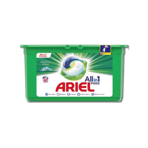 英國ARIEL-歐洲版3合1全效去污除臭洗衣凝膠球40顆/綠盒-清新淨白(綠)