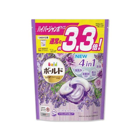 日本P&amp;G Bold-新4D炭酸機能4合1洗淨消臭柔順香氛洗衣球洗衣膠囊36顆/袋-薰衣草香氛(紫袋)