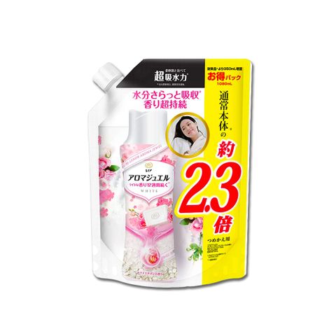 日本P&amp;G蘭諾 長效約12週衣物顆粒香香豆大容量補充包1080ml/袋－清新皂香(白粉袋)