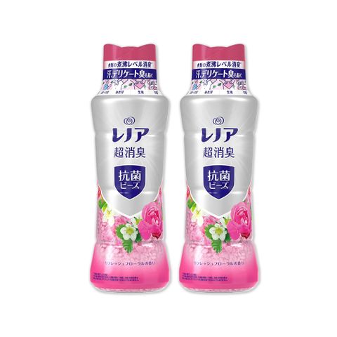 (2瓶超值組)日本P&amp;G Lenor-超消臭衣物除臭芳香顆粒香香豆490ml/瓶(芳香豆,香氛豆,留香珠)－清新花香(紅色)