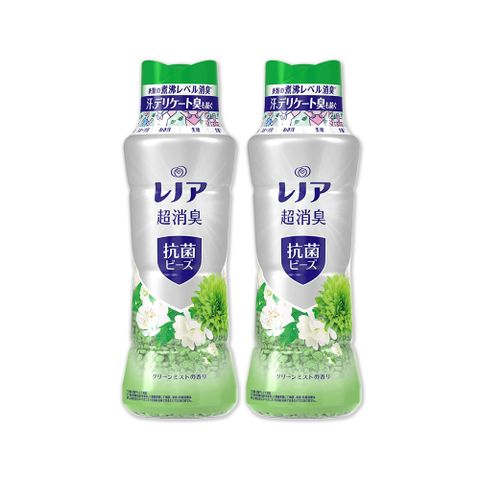 (2瓶超值組)日本P&amp;G Lenor-超消臭衣物除臭芳香顆粒香香豆490ml/瓶(芳香豆,香氛豆,留香珠)－陽光森林(綠色)