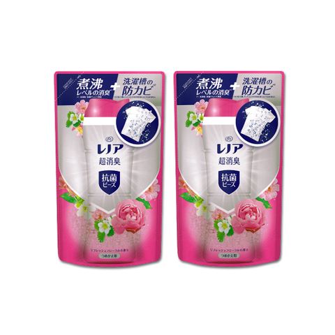 (2袋任選超值組)日本P&amp;G Lenor蘭諾-超消臭汗味衣物除臭芳香顆粒香香豆補充包430ml/袋-清新花香(紅色)*2袋