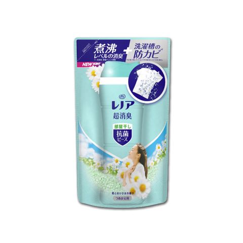 日本P&amp;G Lenor蘭諾-超消臭汗味衣物除臭芳香顆粒香香豆補充包430ml/袋-室內消臭(水藍色)
