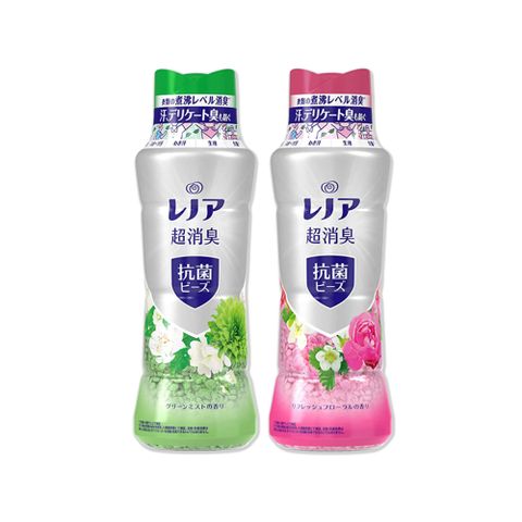 (2瓶超值組)日本P&amp;G Lenor-超消臭衣物除臭芳香顆粒香香豆490ml/瓶(芳香豆,香氛豆,留香珠)－綠色*1+紅色*1