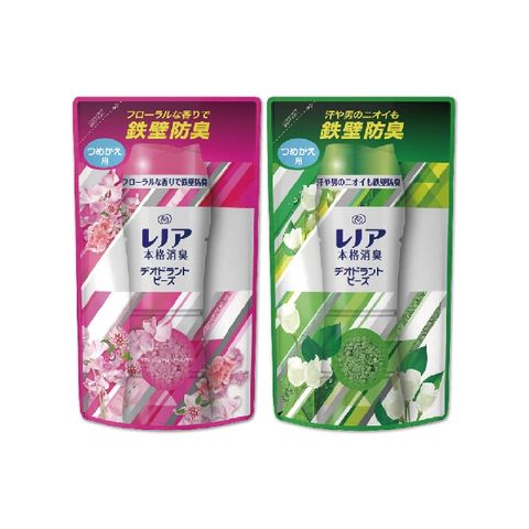 (2袋超值組)日本P&amp;G Lenor本格消臭衣物芳香顆粒香香豆455ml/袋(滾筒/直立式洗衣機適用)-清新花香+綠霧除臭