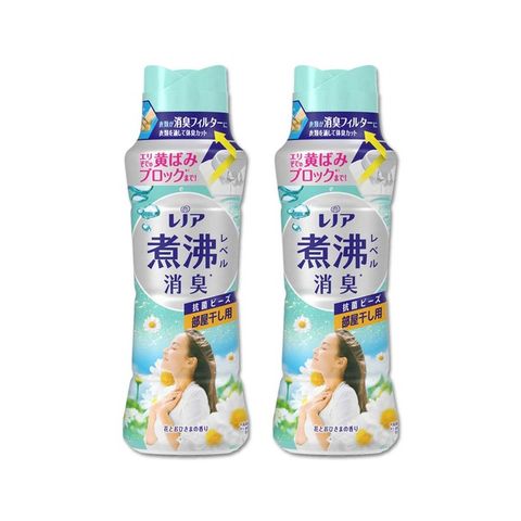 (2瓶組)日本P&amp;G Lenor蘭諾-汗味消臭衣物除臭芳香顆粒香香豆420ml/瓶-室內消臭(水藍色)
