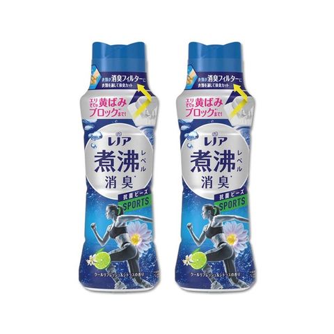 (2瓶組)日本P&amp;G Lenor蘭諾-超消臭汗味衣物除臭芳香顆粒香香豆420ml/瓶-運動清爽(藍色)