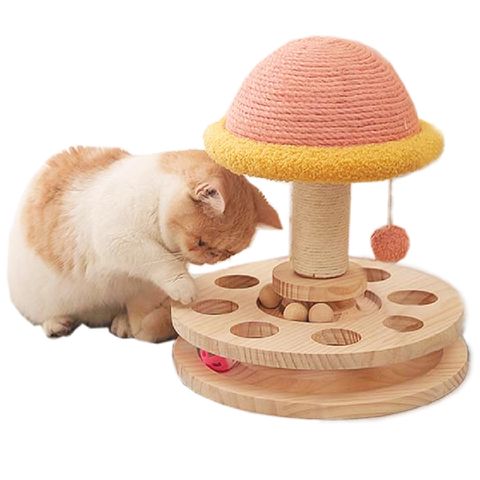 蘑菇造型劍麻貓原木轉盤/貓抓柱/貓跳台