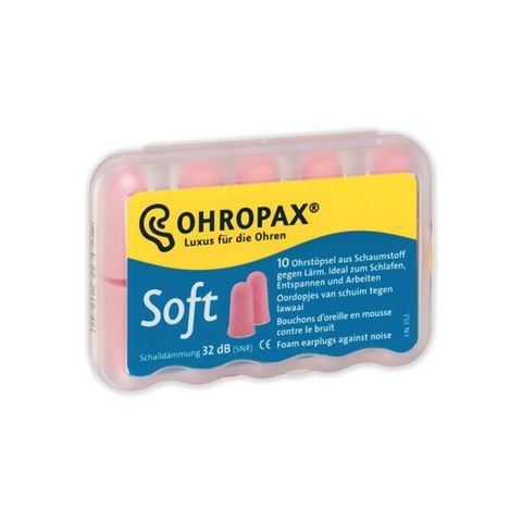 德國 OHROPAX安耳悠-頂級柔軟泡棉慢回彈可水洗降噪隔音耳塞-SOFT膚色款5對/盒