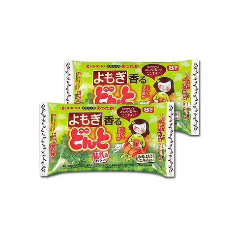 (2袋組)日本KINCHO金鳥-腹部專用草本香氛暖暖包貼片8入/袋-艾草(綠)(生理期熱敷貼片)
