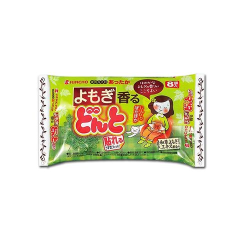 日本KINCHO金鳥-腹部專用草本香氛暖暖包貼片8入/袋-艾草(綠)(生理期熱敷貼片,暖手寶)