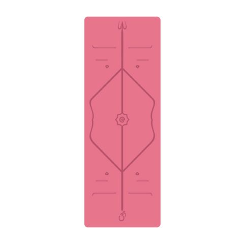 生活良品-頂級PU天然橡膠瑜珈墊1入 (正位體位線)厚度5mm高回彈專業版－粉紅
