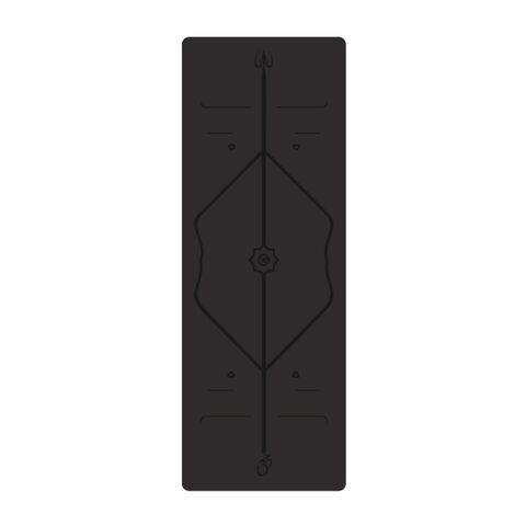 生活良品-頂級PU天然橡膠瑜珈墊1入 (正位體位線)厚度5mm高回彈專業版－黑色