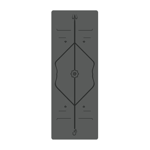 生活良品-頂級PU天然橡膠瑜珈墊1入 (正位體位線)厚度5mm高回彈專業版－鐵灰