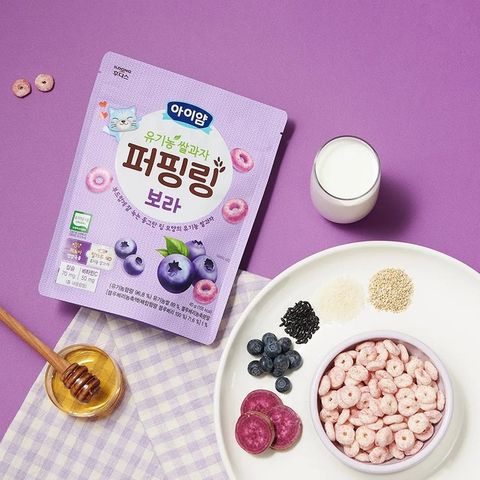 韓國 ILDONG 日東 米泡芙圈圈餅-藍莓 2入組
