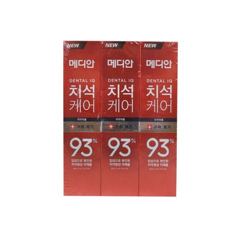 (3盒組)韓國MEDIAN麥迪安-93%強效除牙垢潔牙防蛀護齦含氟牙膏120g/盒-牙垢淨味(紅)