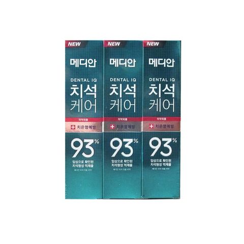 (3盒組)韓國MEDIAN麥迪安-93%強效除牙垢潔牙防蛀護齦含氟牙膏120g/盒-牙齦護理(綠)