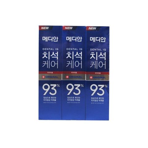 (3盒組)韓國MEDIAN麥迪安-93%強效除牙垢潔牙防蛀護齦含氟牙膏120g/盒-多重防護(藍)