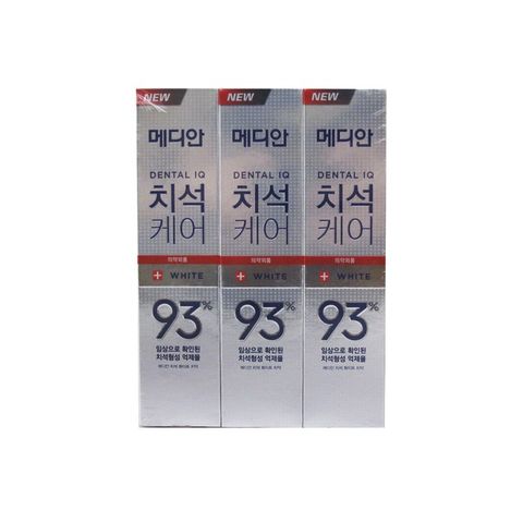 (3盒組)韓國MEDIAN麥迪安-93%強效除牙垢潔牙防蛀護齦含氟牙膏120g/盒-亮白潔淨(銀)
