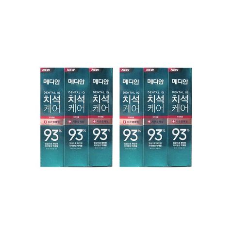 (6盒組)韓國MEDIAN麥迪安-93%強效除牙垢潔牙防蛀護齦含氟牙膏120g/盒-牙齦護理(綠)