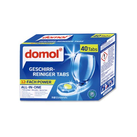 德國Domol-洗碗機專用12效合1黃金心碗盤清潔錠40入/盒 (各款洗碗機皆適用)