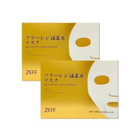 (2盒組)日本ZEFF-臉部肌膚緊緻彈潤高保濕溫泉水黃金抗糖面膜6片/金盒(㊣原廠正品)