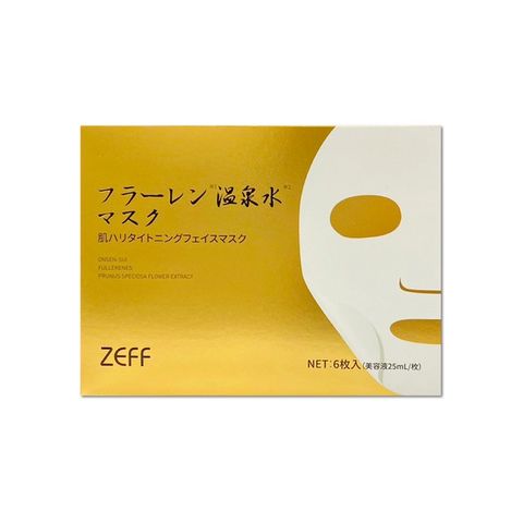 日本ZEFF-臉部肌膚緊緻彈潤高保濕溫泉水黃金抗糖面膜6片/金盒(㊣原廠正品)
